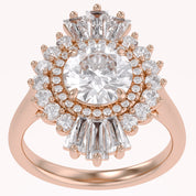 4.30 CT Lab Grown Diamond Sunburst Double Halo Engagement Ring