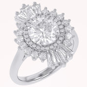 4.30 CT Lab Grown Diamond Sunburst Double Halo Engagement Ring