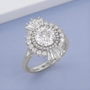 4.30 CT Lab Grown Diamond Sunburst Double Halo Engagement Ring