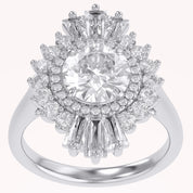 4.30 CT Lab Grown Diamond Sunburst Double Halo Engagement Ring