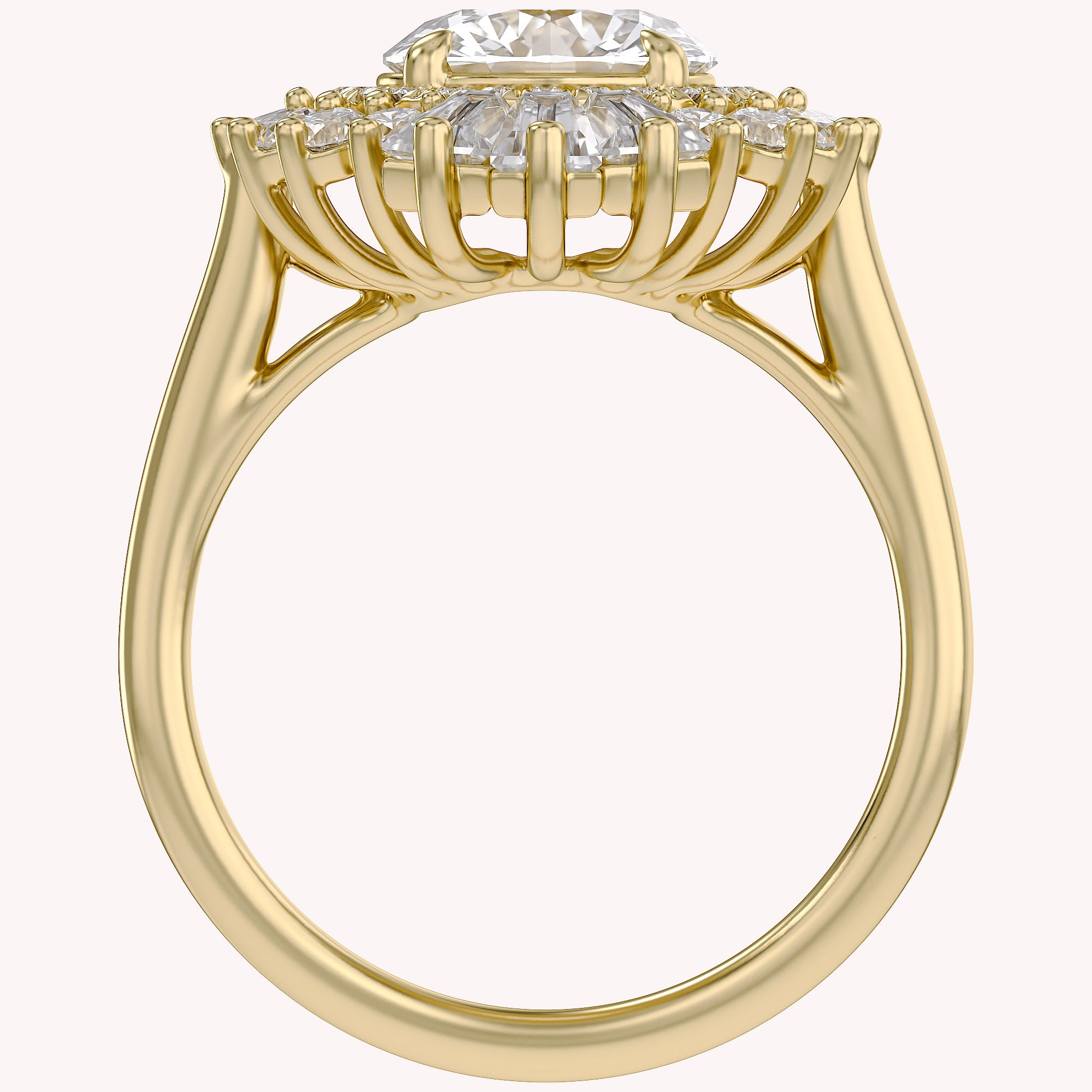 4.30 CT Lab Grown Diamond Sunburst Double Halo Engagement Ring