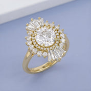 4.30 CT Lab Grown Diamond Sunburst Double Halo Engagement Ring