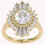 4.30 CT Lab Grown Diamond Sunburst Double Halo Engagement Ring
