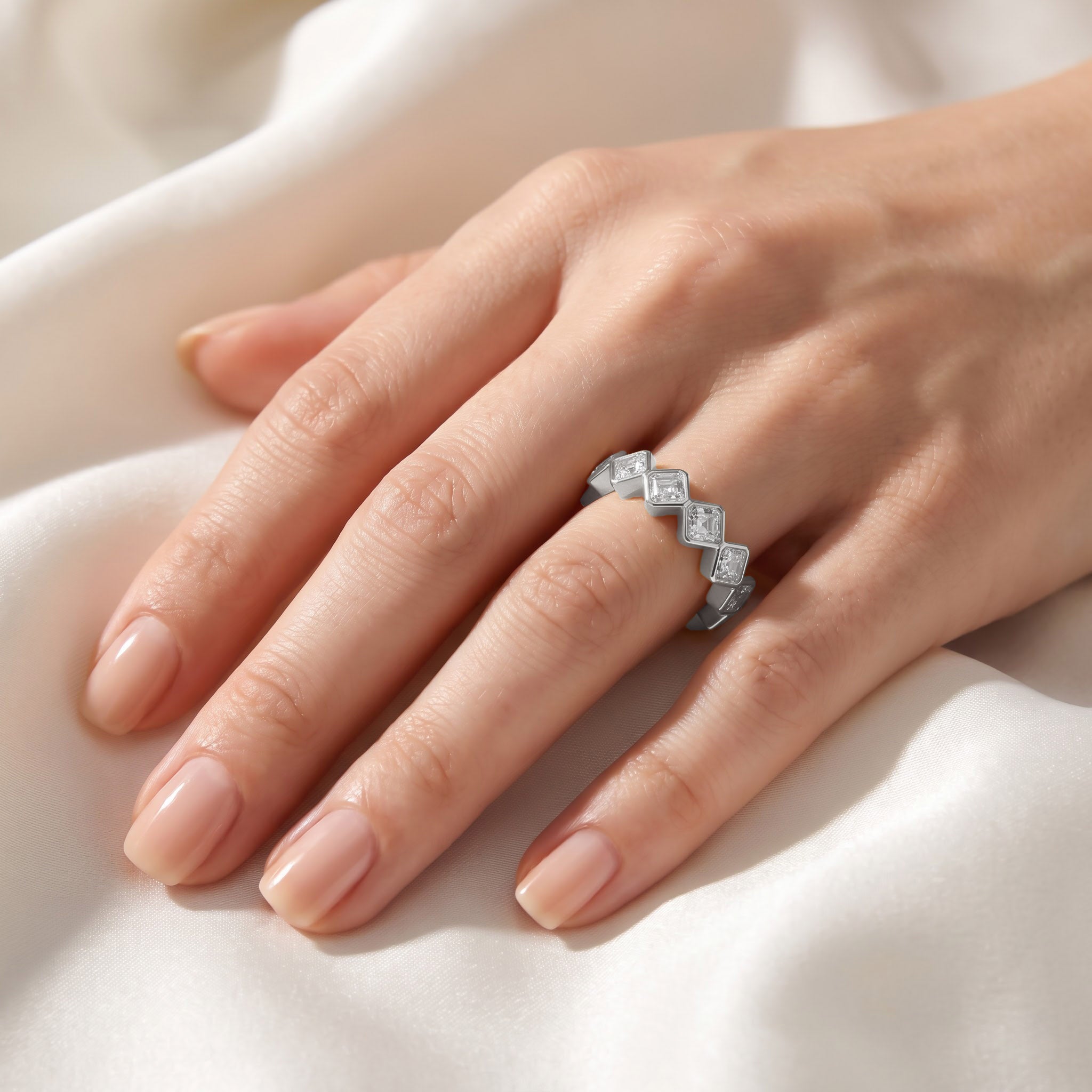 Asscher-Cut Full-Eternity Ring | Lab-Grown Diamond