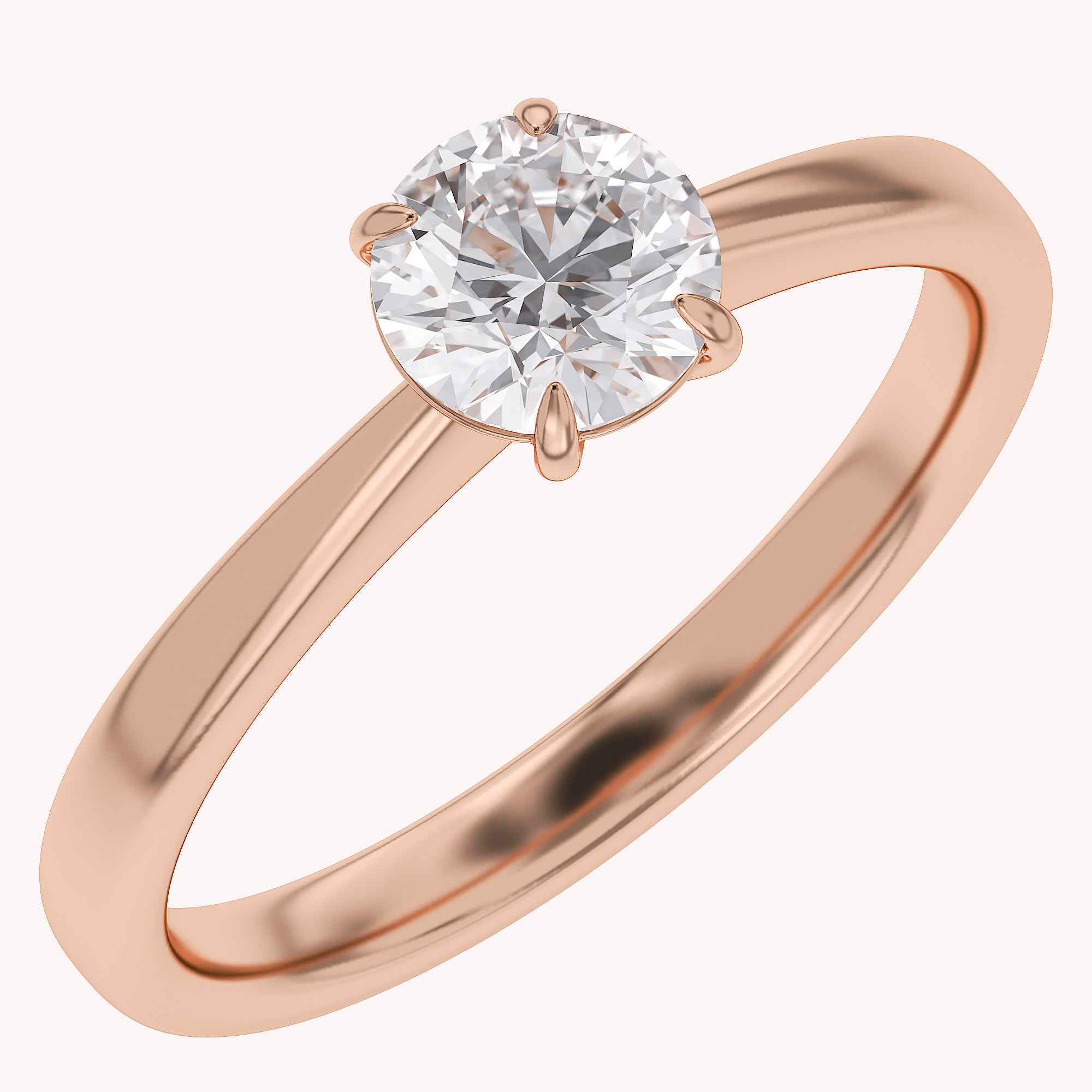 Solitaire Engagement Ring Round Cut Lab Grown Diamond