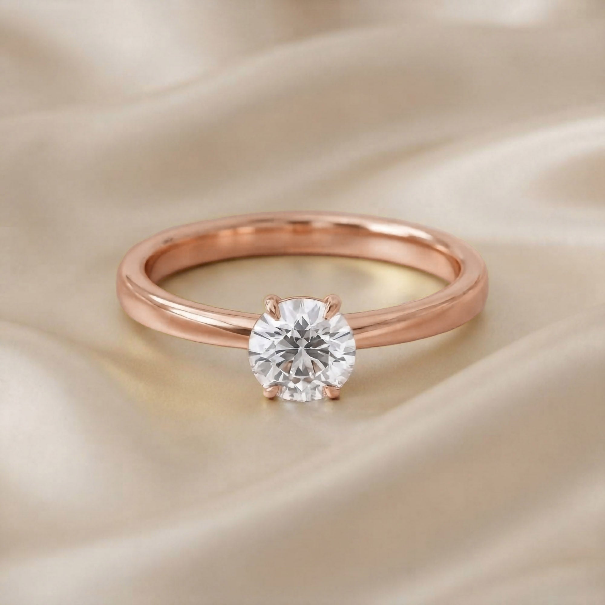 Solitaire Engagement Ring Round Cut Lab Grown Diamond