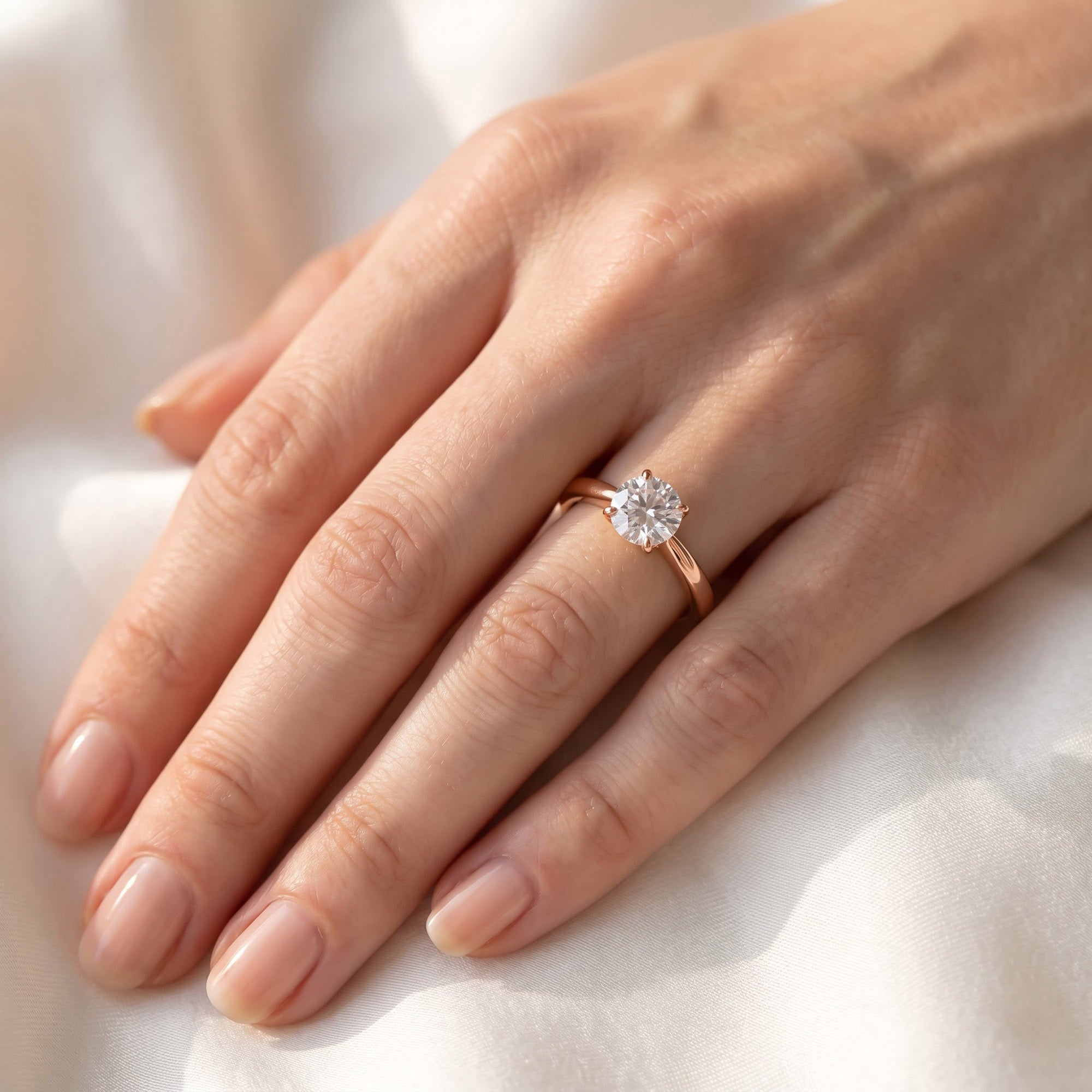 Solitaire Engagement Ring Round Cut Lab Grown Diamond