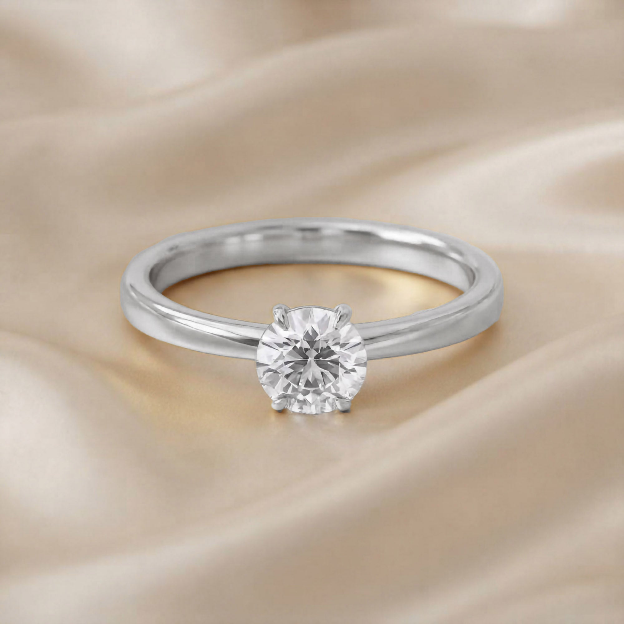 Solitaire Engagement Ring Round Cut Lab Grown Diamond