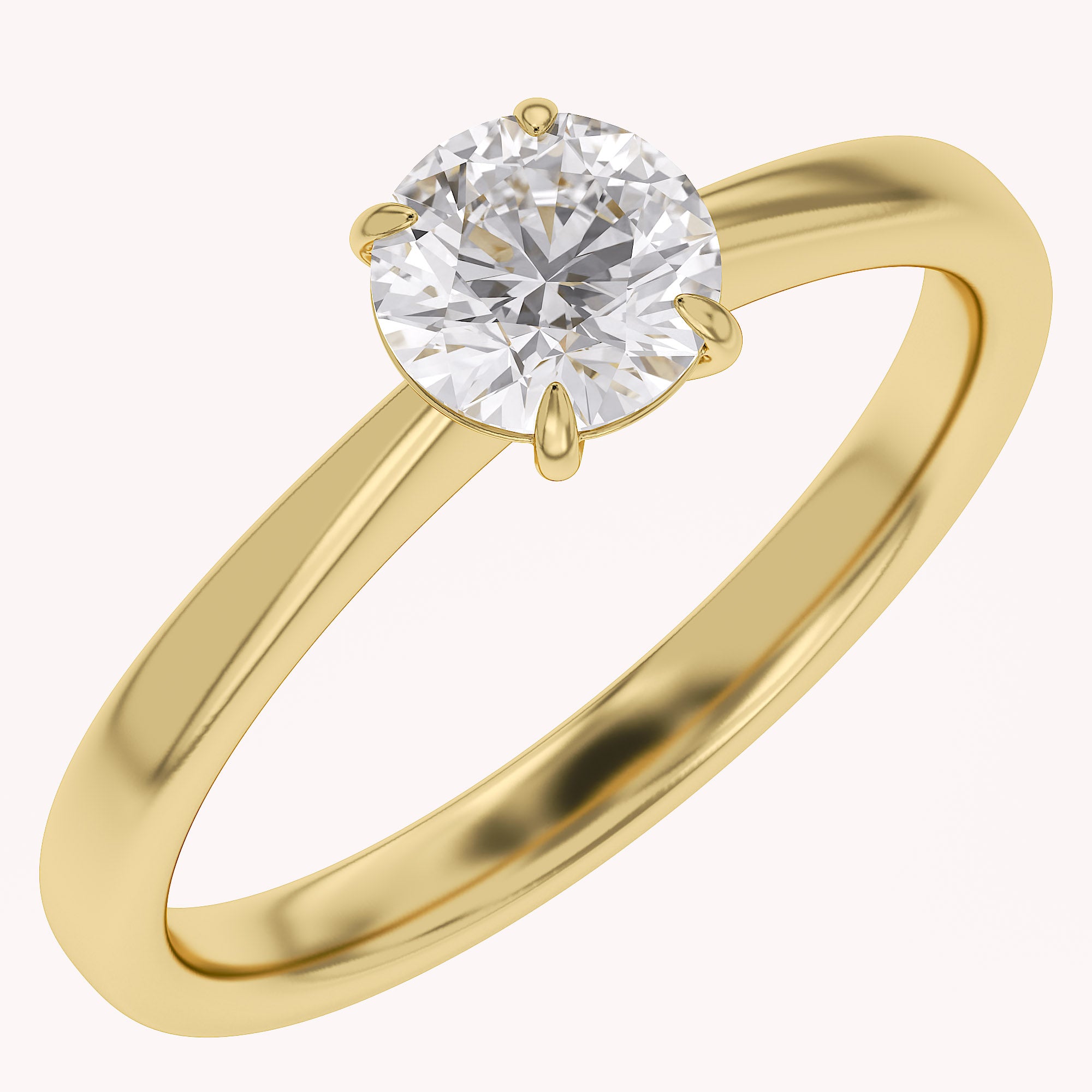 Solitaire Engagement Ring Round Cut Lab Grown Diamond