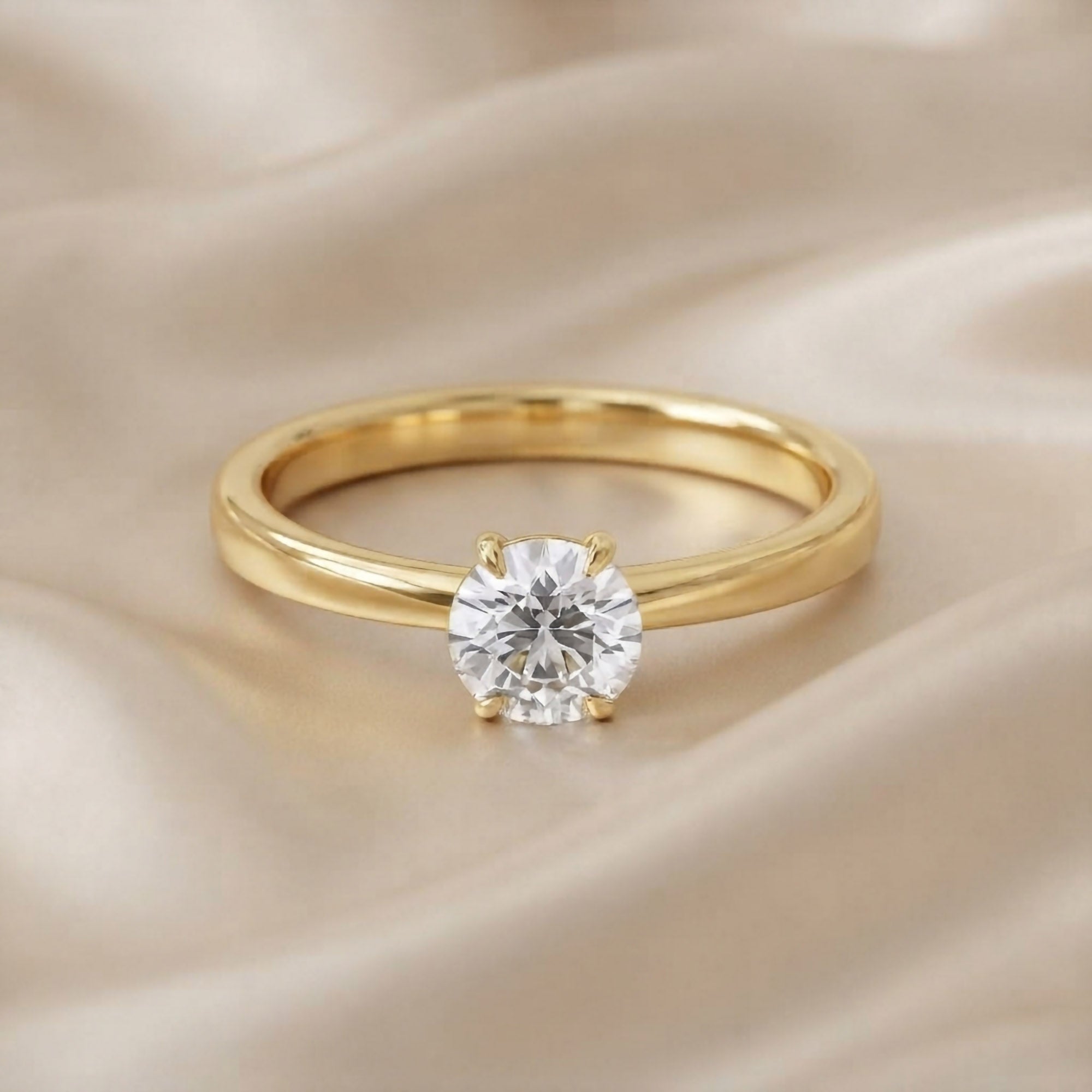 Solitaire Engagement Ring Round Cut Lab Grown Diamond