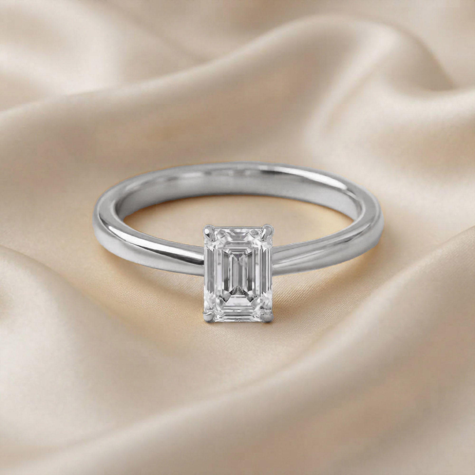 Emerald-Cut Solitaire Engagement Ring | Lab-Grown Diamond