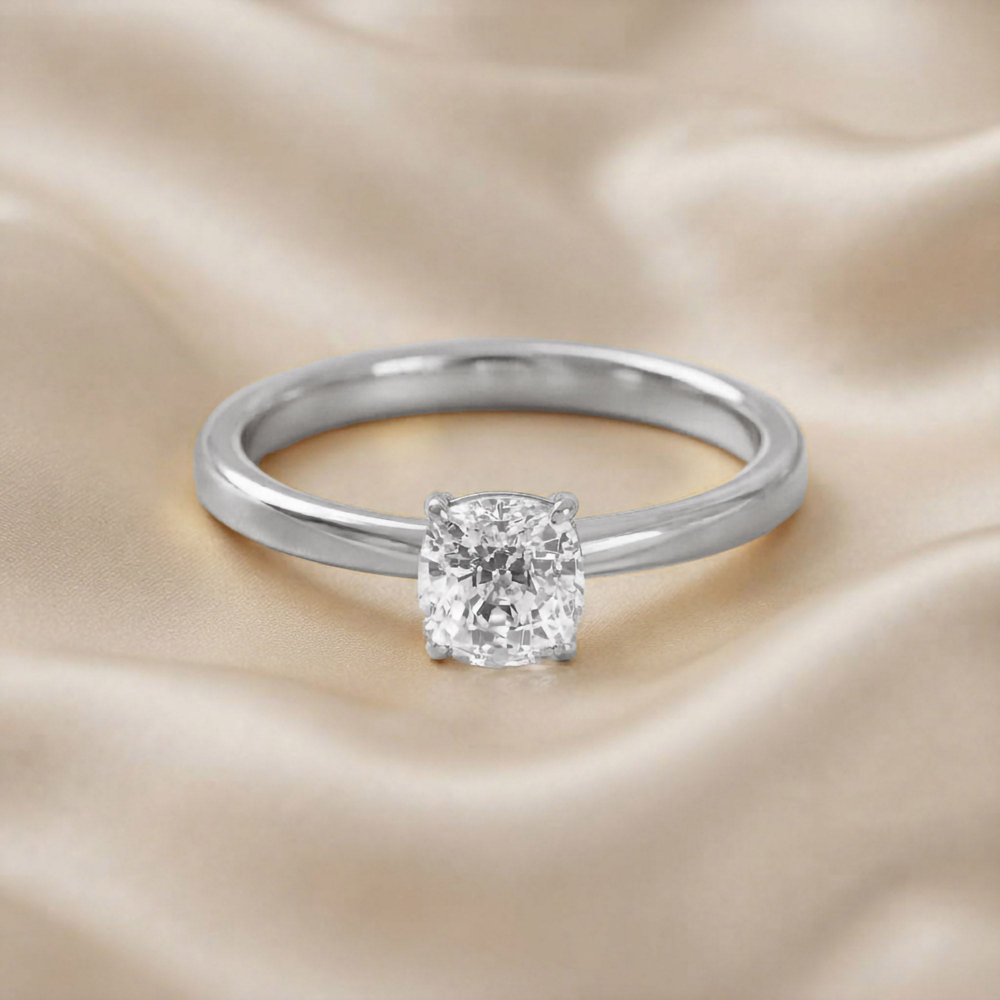 Cushion-Cut Solitaire Engagement Ring | Lab-Grown Diamond