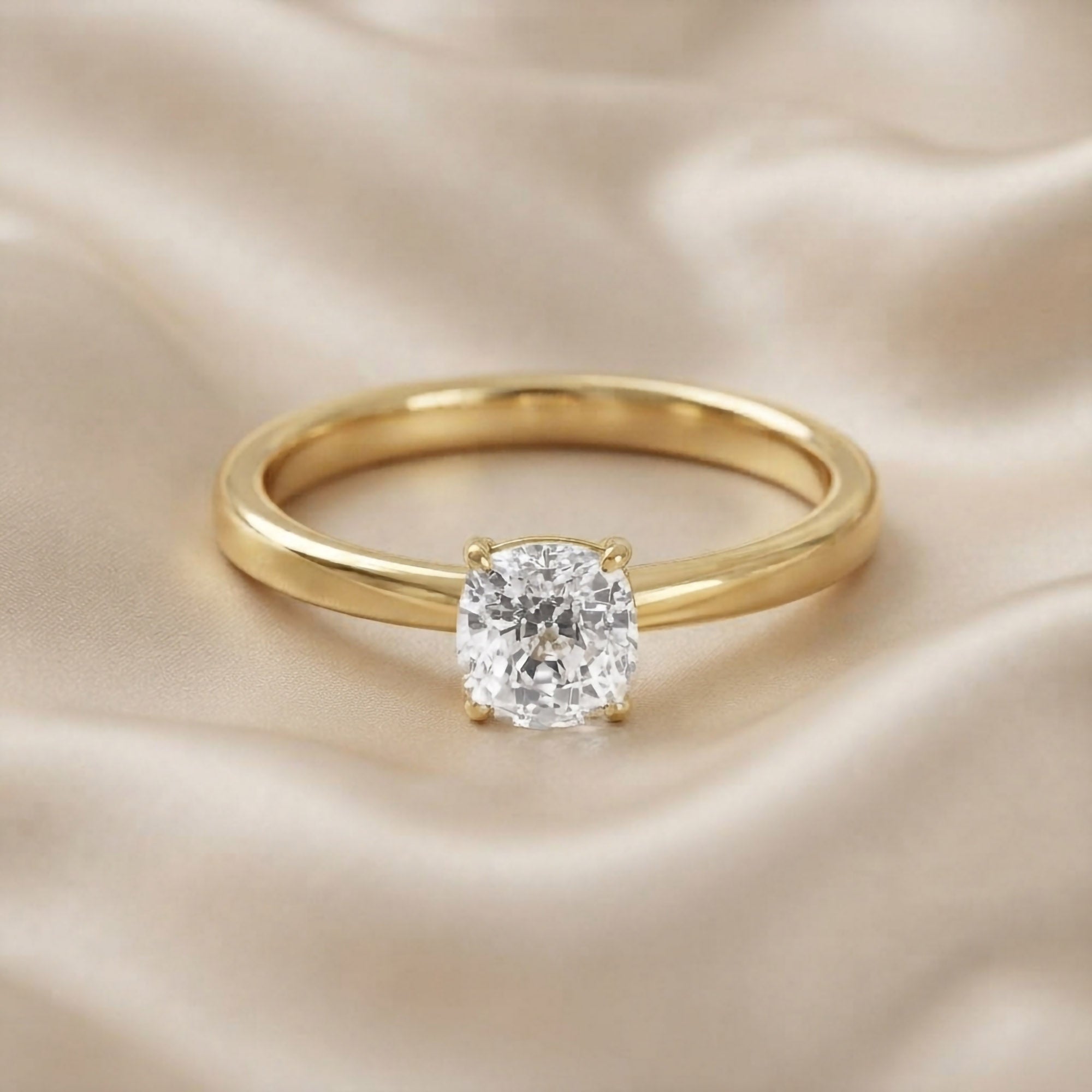 Cushion-Cut Solitaire Engagement Ring | Lab-Grown Diamond