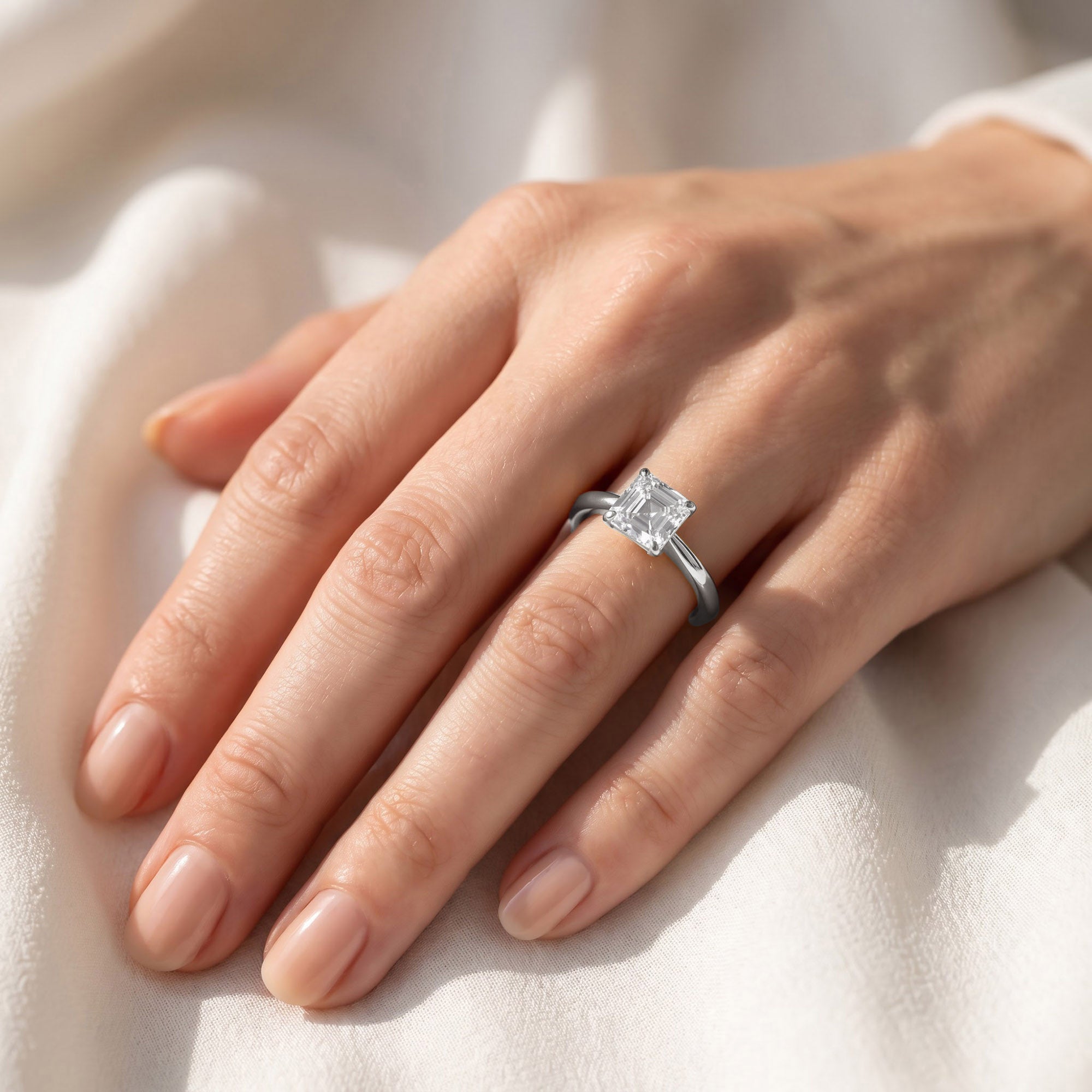 Asscher-Cut Solitaire Engagement Ring | Lab-Grown Diamond