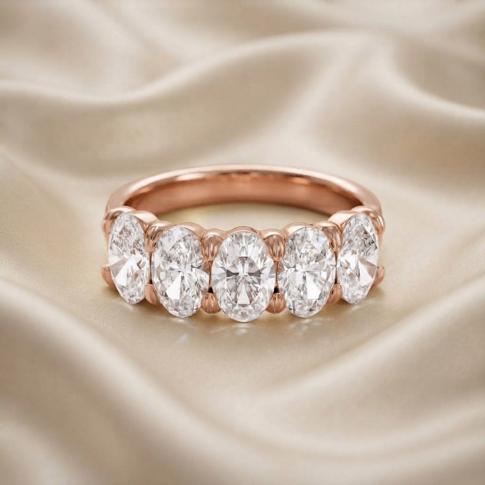 Oval-Cut Half-Eternity Ring | Lab-Grown Diamond