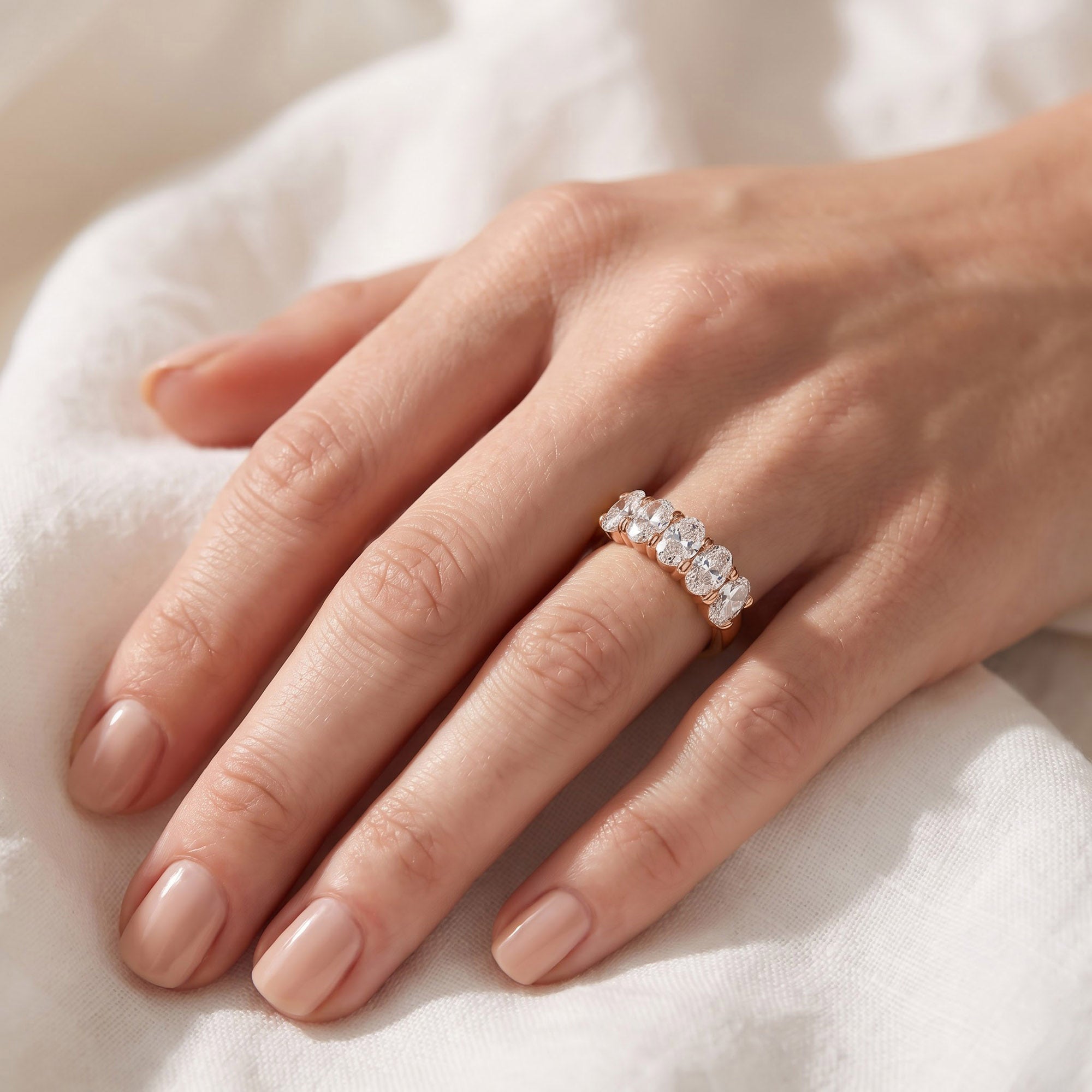 Oval-Cut Half-Eternity Ring | Lab-Grown Diamond