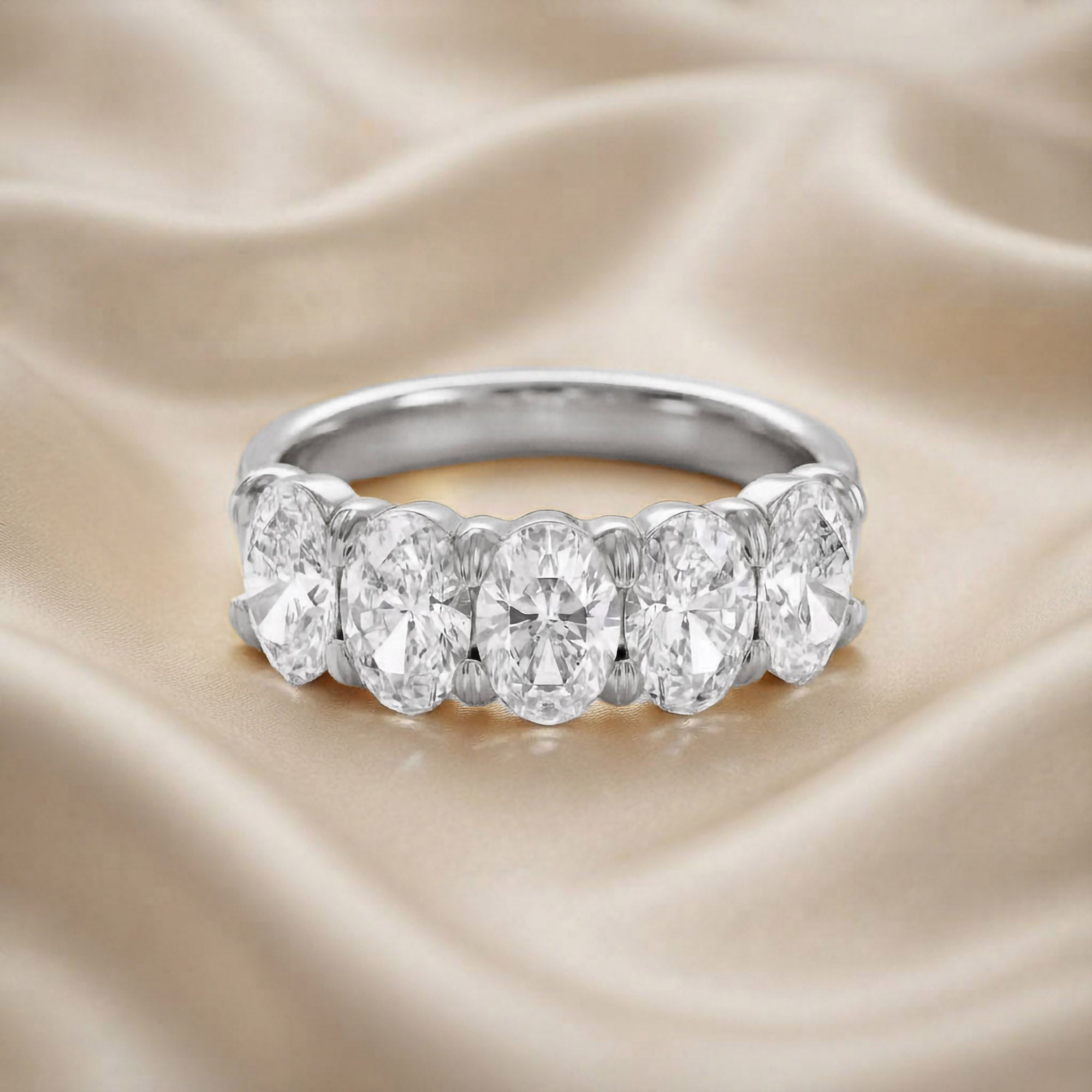 Oval-Cut Half-Eternity Ring | Lab-Grown Diamond