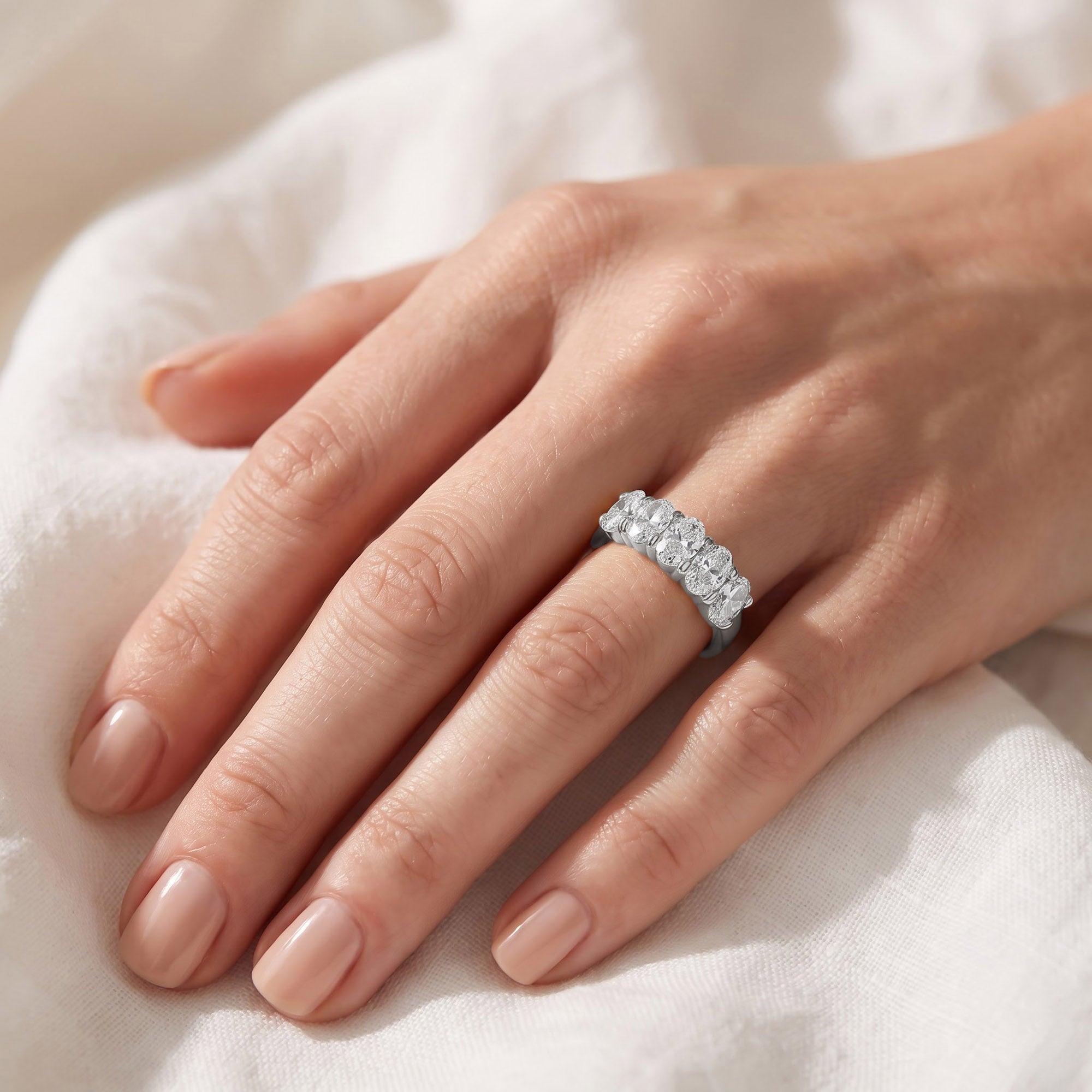 Oval-Cut Half-Eternity Ring | Lab-Grown Diamond