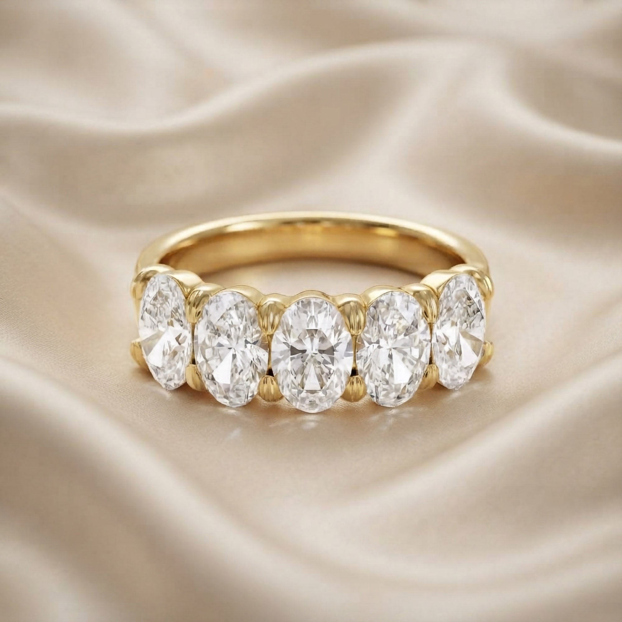 Oval-Cut Half-Eternity Ring | Lab-Grown Diamond