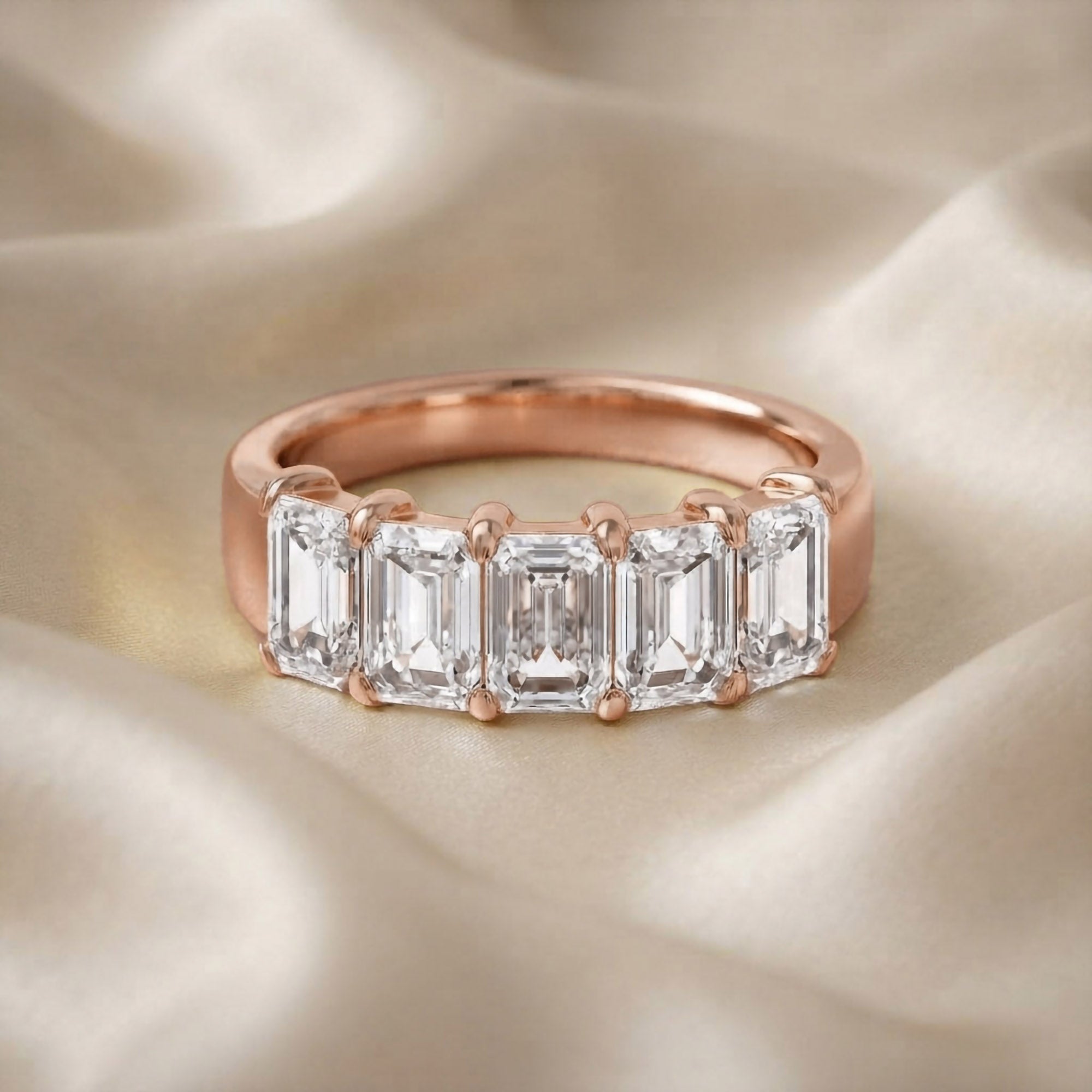 Emerald-Cut Half-Eternity Ring | Lab-Grown Diamond