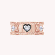 0.65 CT Heart and Round Lab Grown Diamond Oura Jacket Vintage Cigar Band Ring 5th - Generation