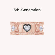 0.65 CT Heart and Round Lab Grown Diamond Oura Jacket Vintage Cigar Band Ring 5th - Generation