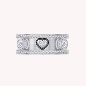0.65 CT Heart and Round Lab Grown Diamond Oura Jacket Vintage Cigar Band Ring 5th - Generation