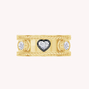 0.65 CT Heart and Round Lab Grown Diamond Oura Jacket Vintage Cigar Band Ring 5th - Generation
