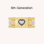 0.65 CT Heart and Round Lab Grown Diamond Oura Jacket Vintage Cigar Band Ring 5th - Generation