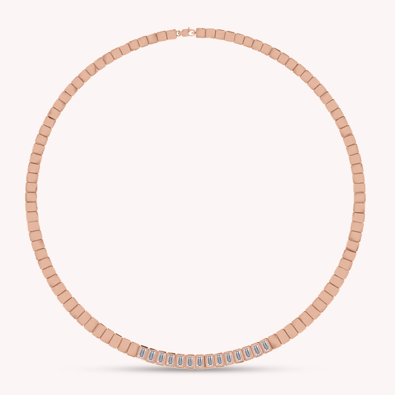 Baguette Shape Lab Created Moissanite Diamond 5.5MM Width Tennis Chain Necklace In 10K Solid Gold & 925 Sterling Silver Jewelry