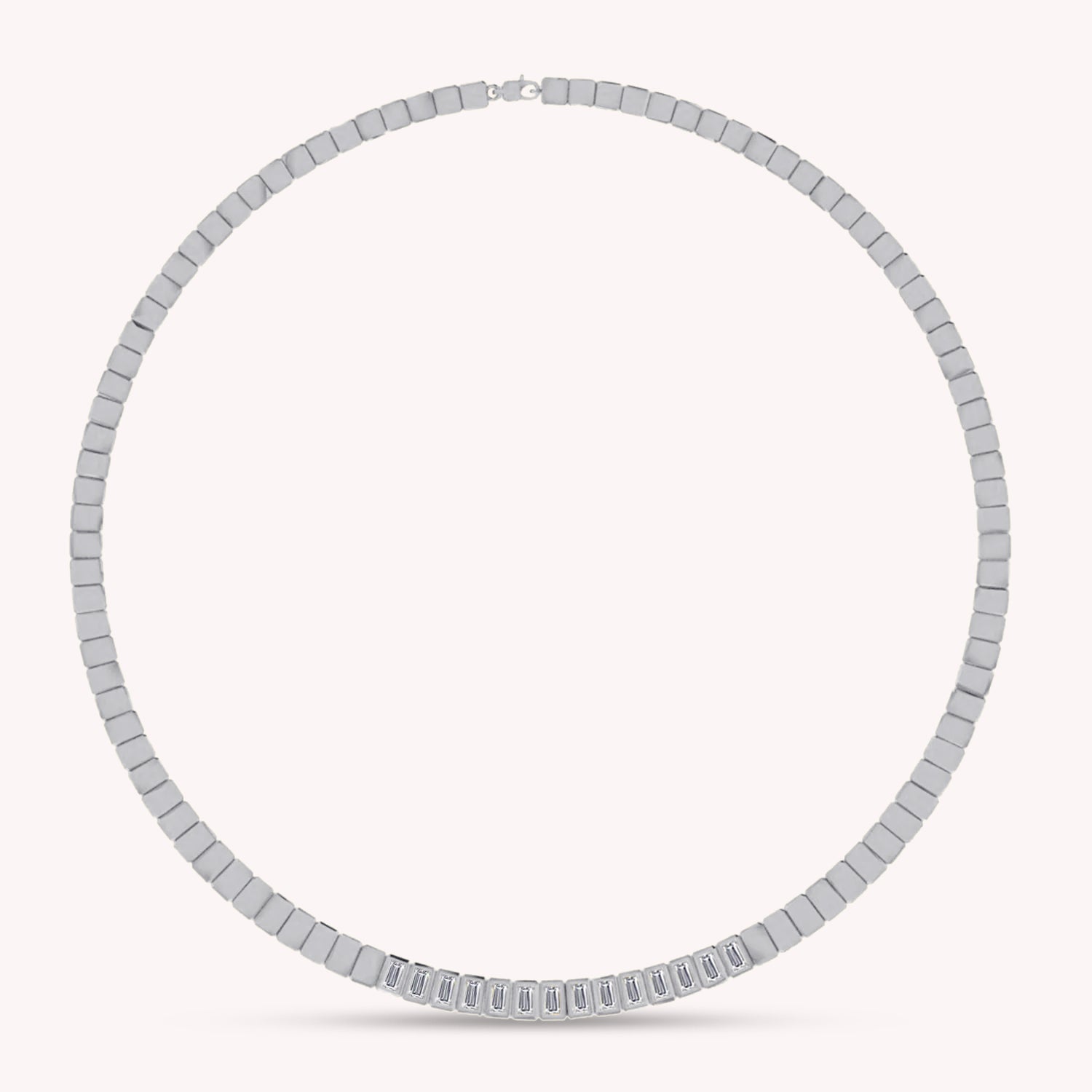 Baguette Shape Lab Created Moissanite Diamond 5.5MM Width Tennis Chain Necklace In 10K Solid Gold & 925 Sterling Silver Jewelry