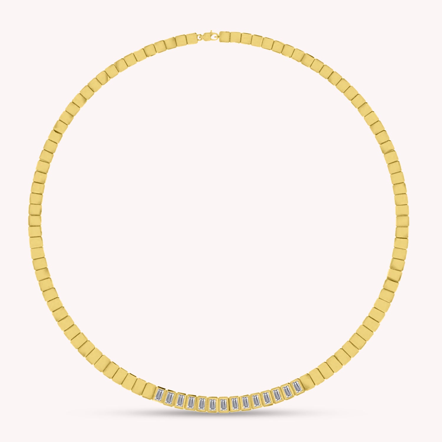 Baguette Shape Lab Created Moissanite Diamond 5.5MM Width Tennis Chain Necklace In 10K Solid Gold & 925 Sterling Silver Jewelry