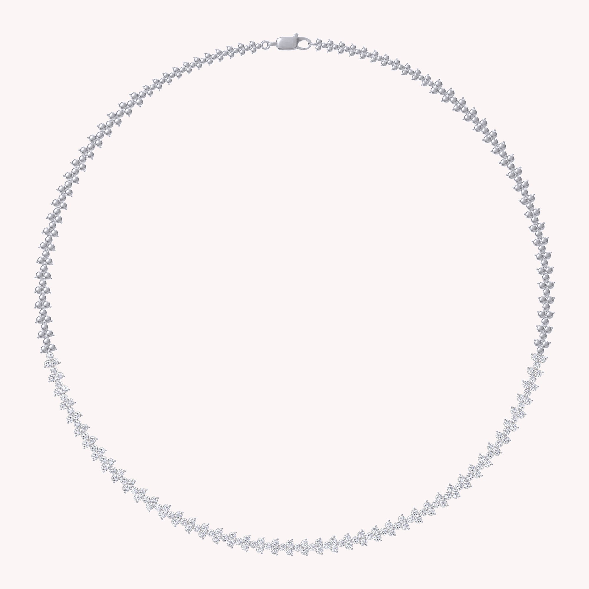 Round Shape Lab Created Moissanite Diamond 4.4MM Width Link Chain Necklace