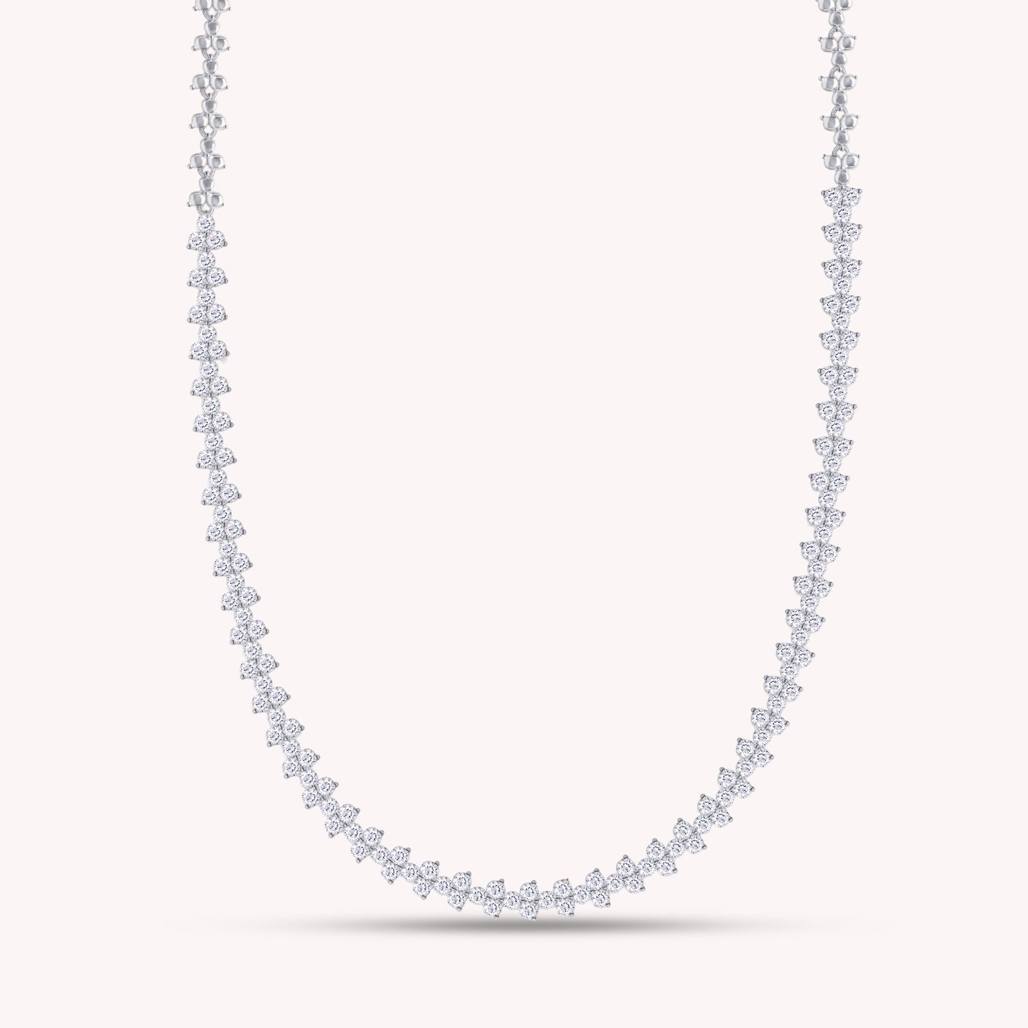 Round Shape Lab Created Moissanite Diamond 4.4MM Width Link Chain Necklace