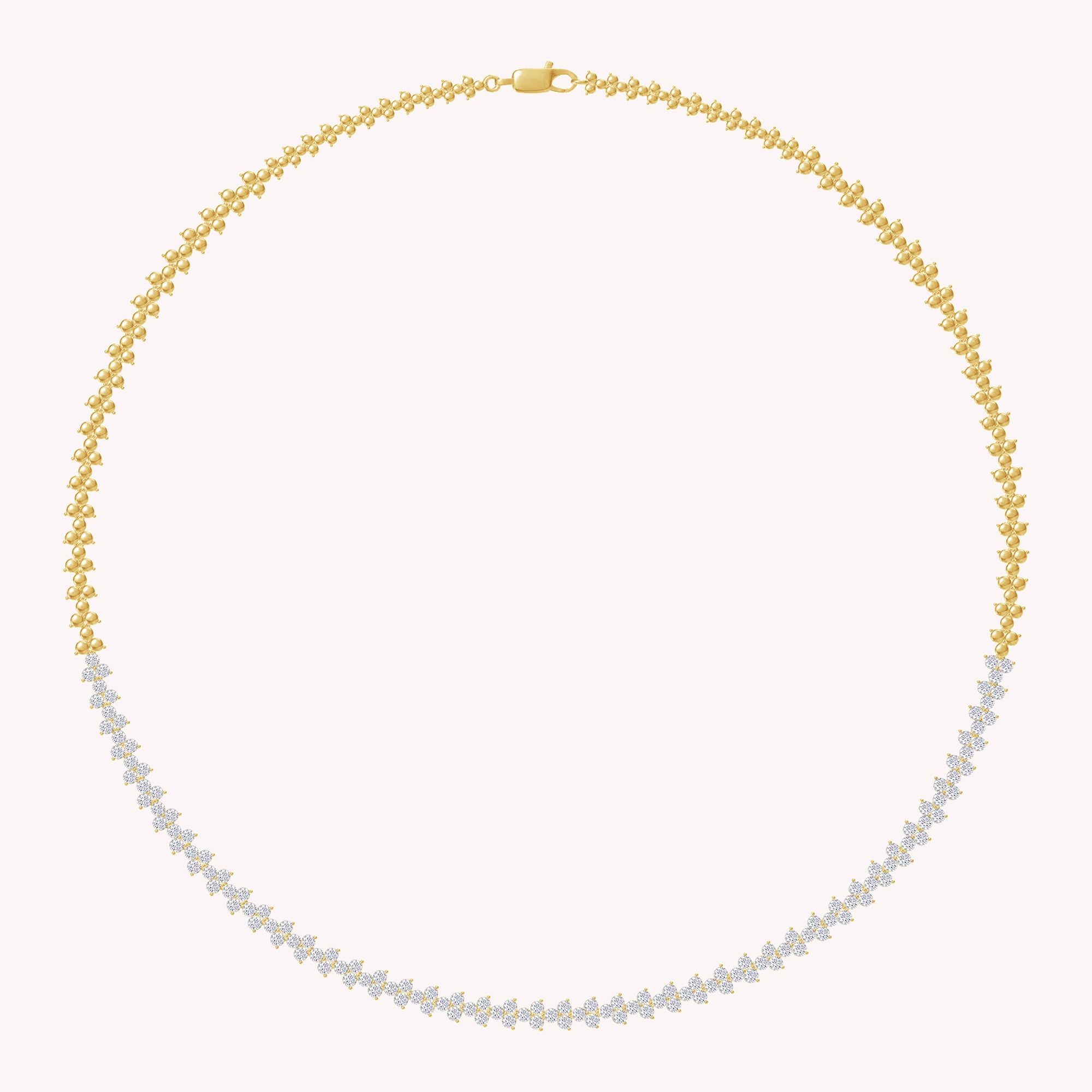 Round Shape Lab Created Moissanite Diamond 4.4MM Width Link Chain Necklace