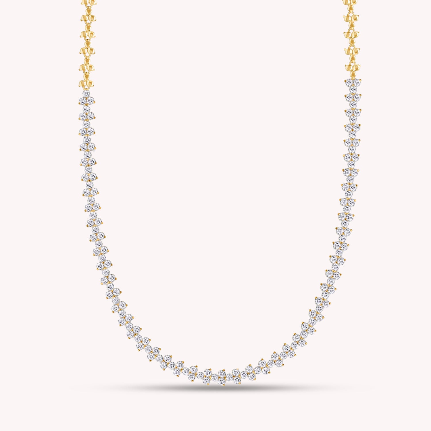 Round Shape Lab Created Moissanite Diamond 4.4MM Width Link Chain Necklace
