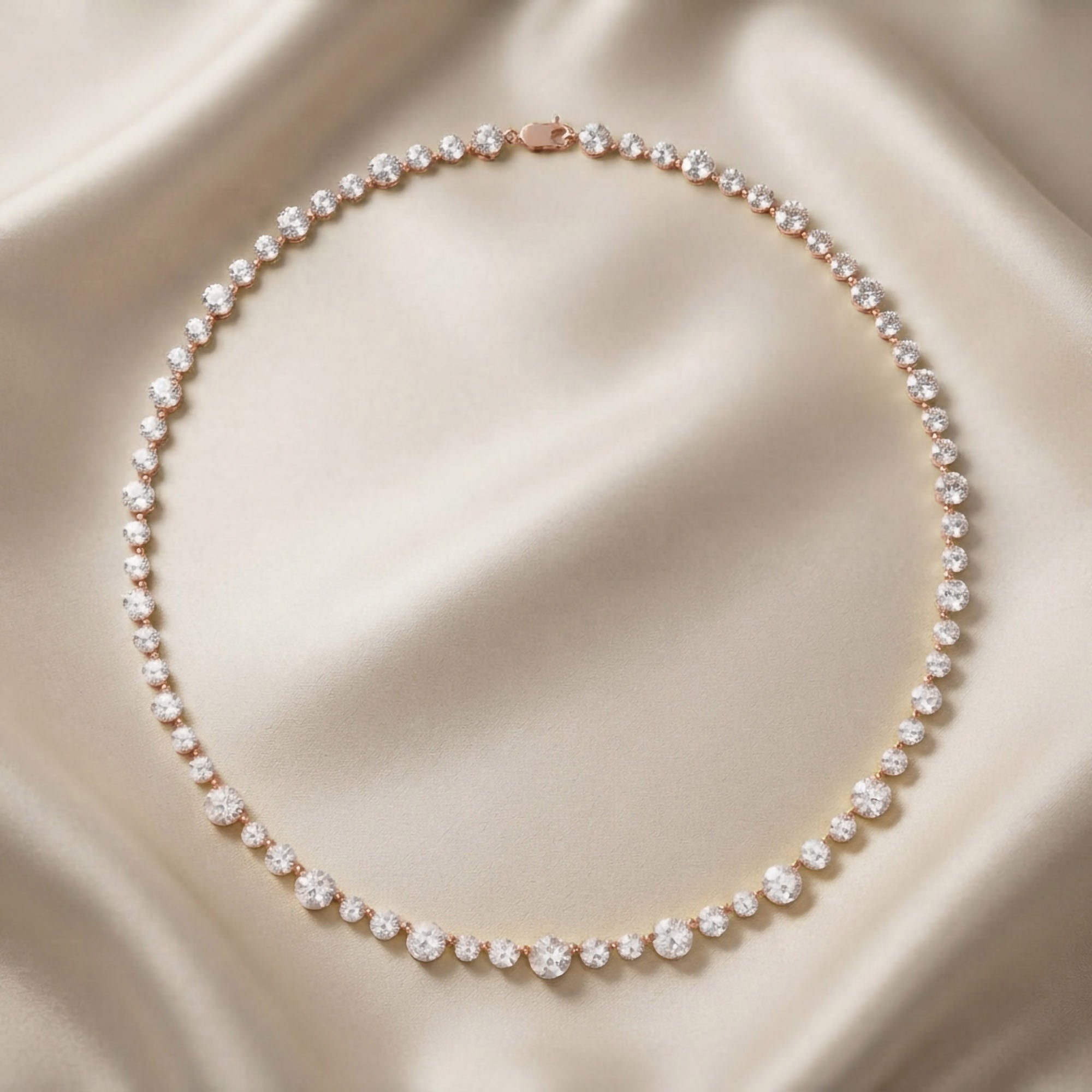 Classic 9.20 CTTW Round cut Lab-Grown Diamond Tennis Necklace
