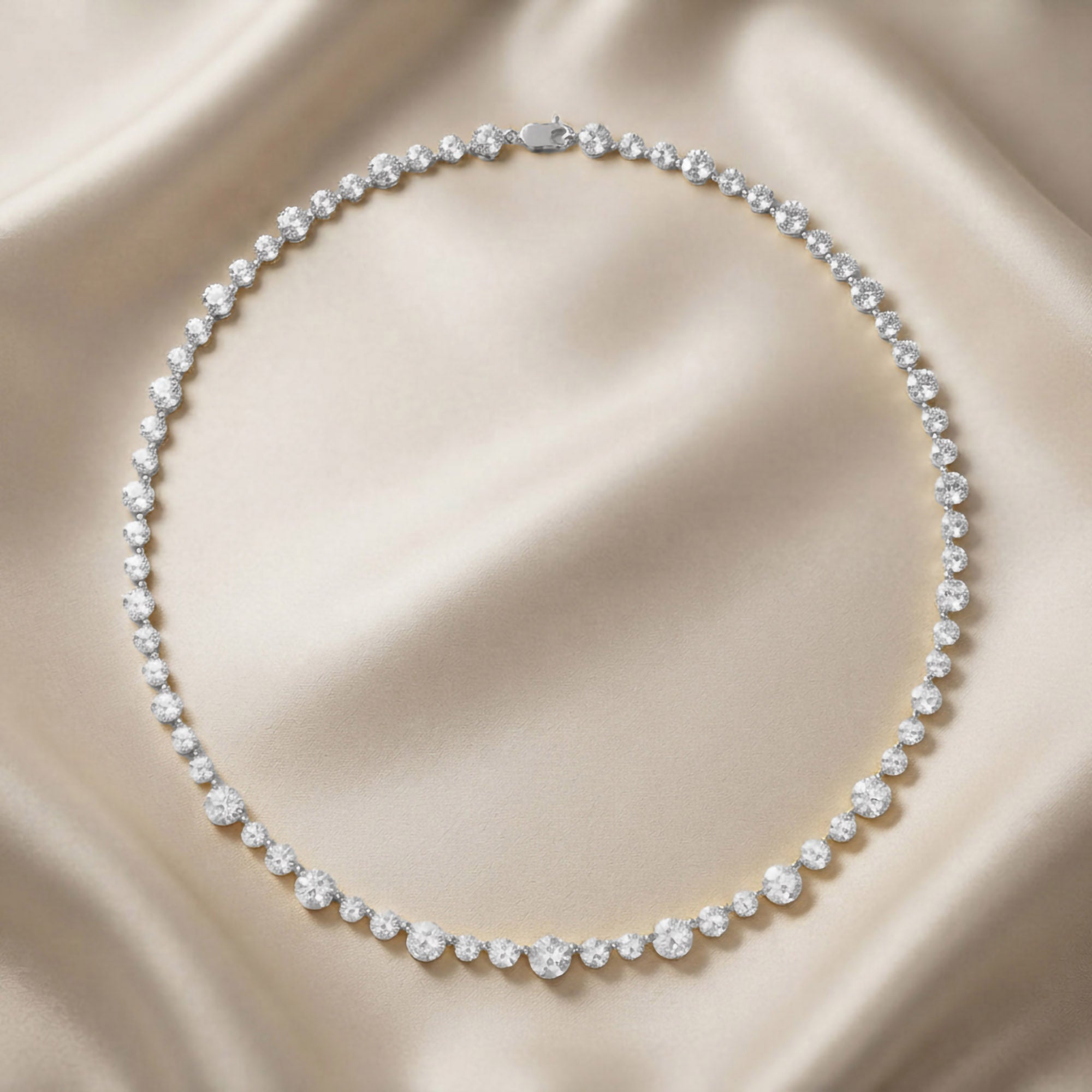 Classic 9.20 CTTW Round cut Lab-Grown Diamond Tennis Necklace
