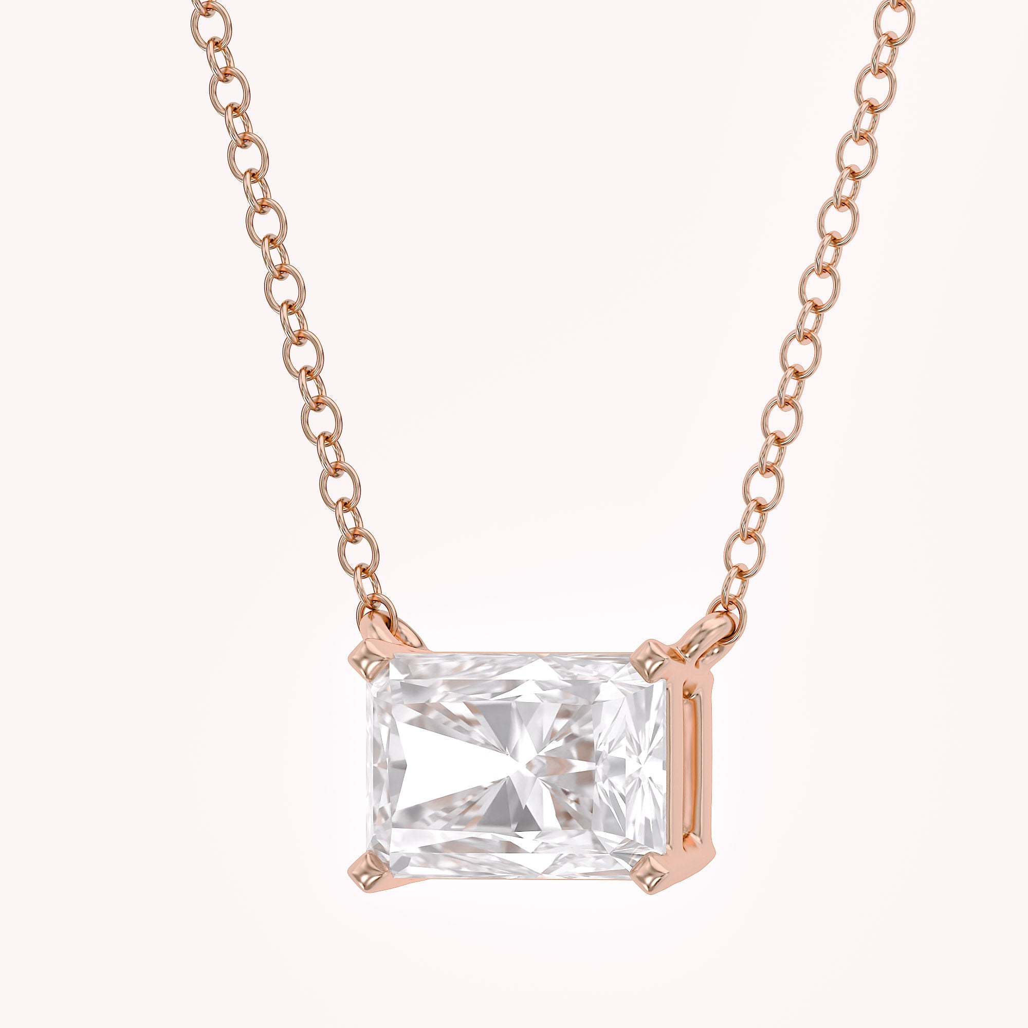 Classic Radiant Cut Lab Grown Diamond Solitaire Pendant Necklace for Women