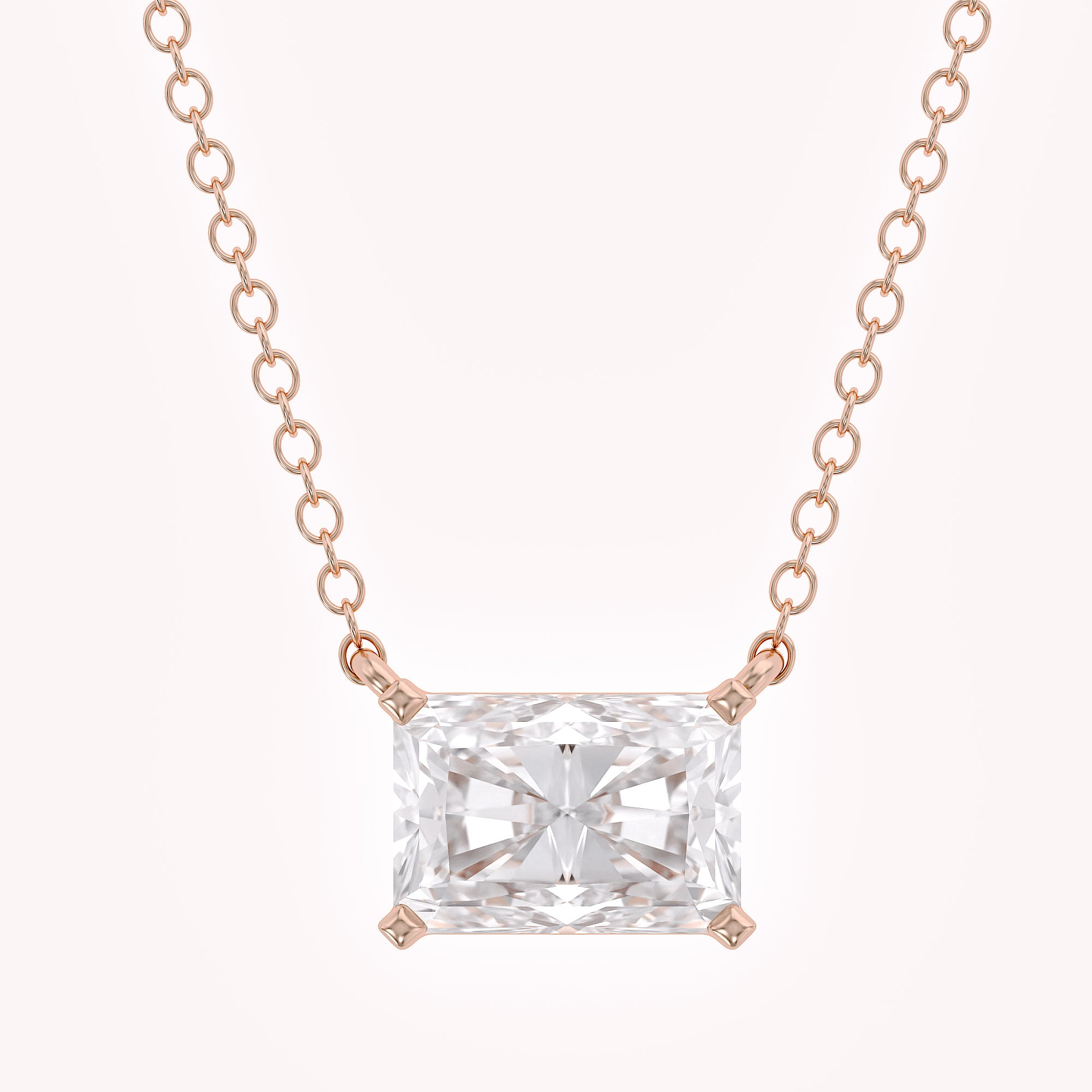 Classic Radiant Cut Lab Grown Diamond Solitaire Pendant Necklace for Women
