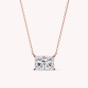 Classic Radiant Cut Lab Grown Diamond Solitaire Pendant Necklace for Women