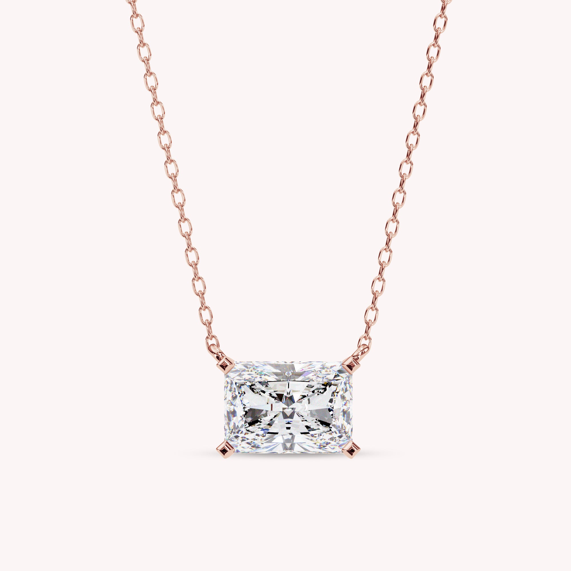 Classic Radiant Cut Lab Grown Diamond Solitaire Pendant Necklace for Women