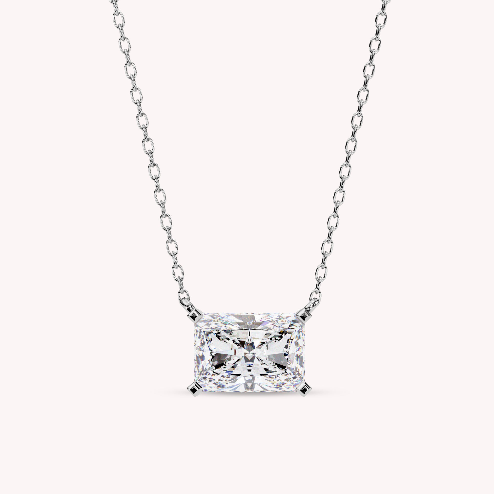 Classic Radiant Cut Lab Grown Diamond Solitaire Pendant Necklace for Women