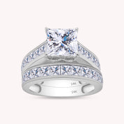 Modern Lab Grown Diamond Ring with 7mm Princess Cut Center Stone