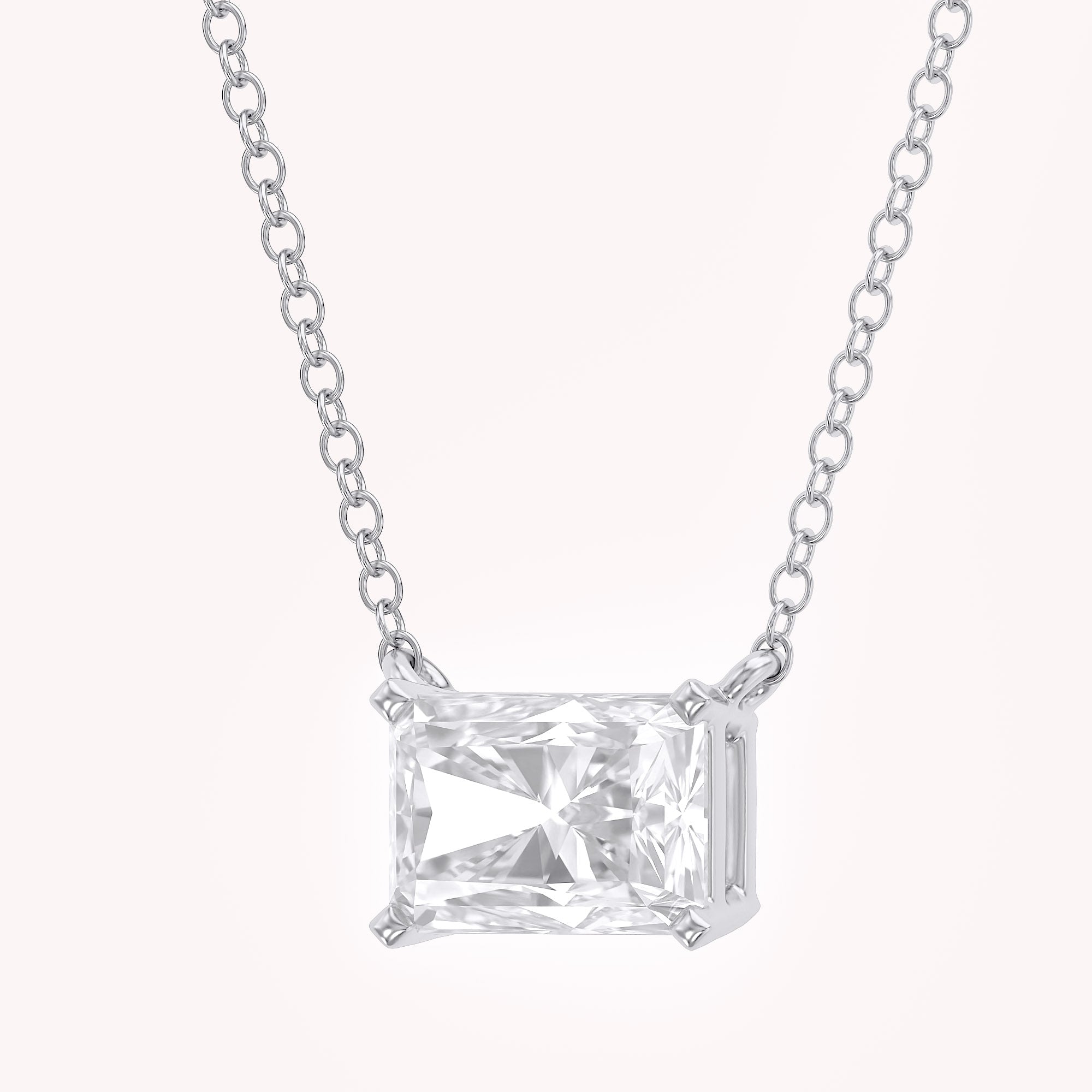 Classic Radiant Cut Lab Grown Diamond Solitaire Pendant Necklace for Women