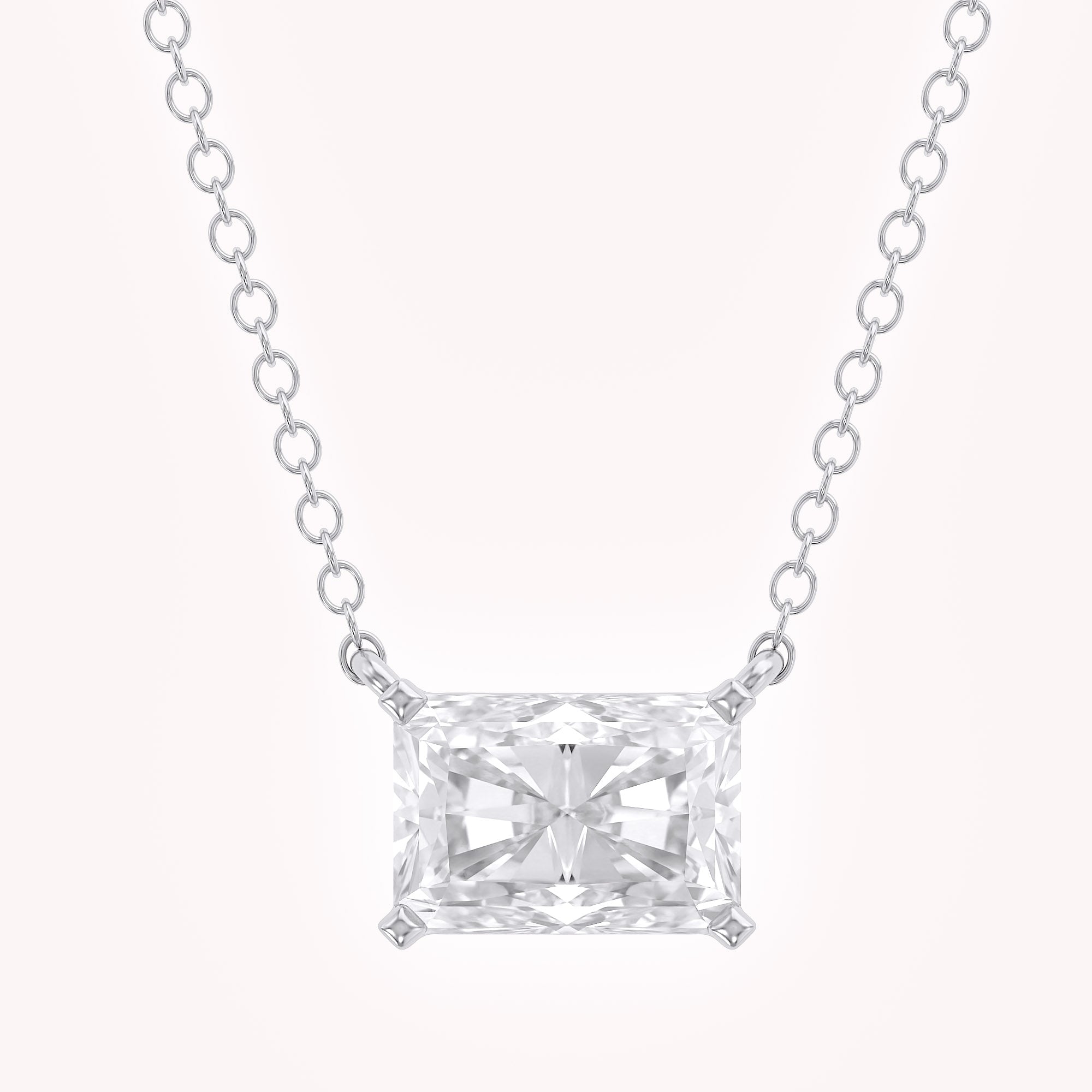 Classic Radiant Cut Lab Grown Diamond Solitaire Pendant Necklace for Women