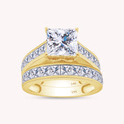 Modern Lab Grown Diamond Ring with 7mm Princess Cut Center Stone