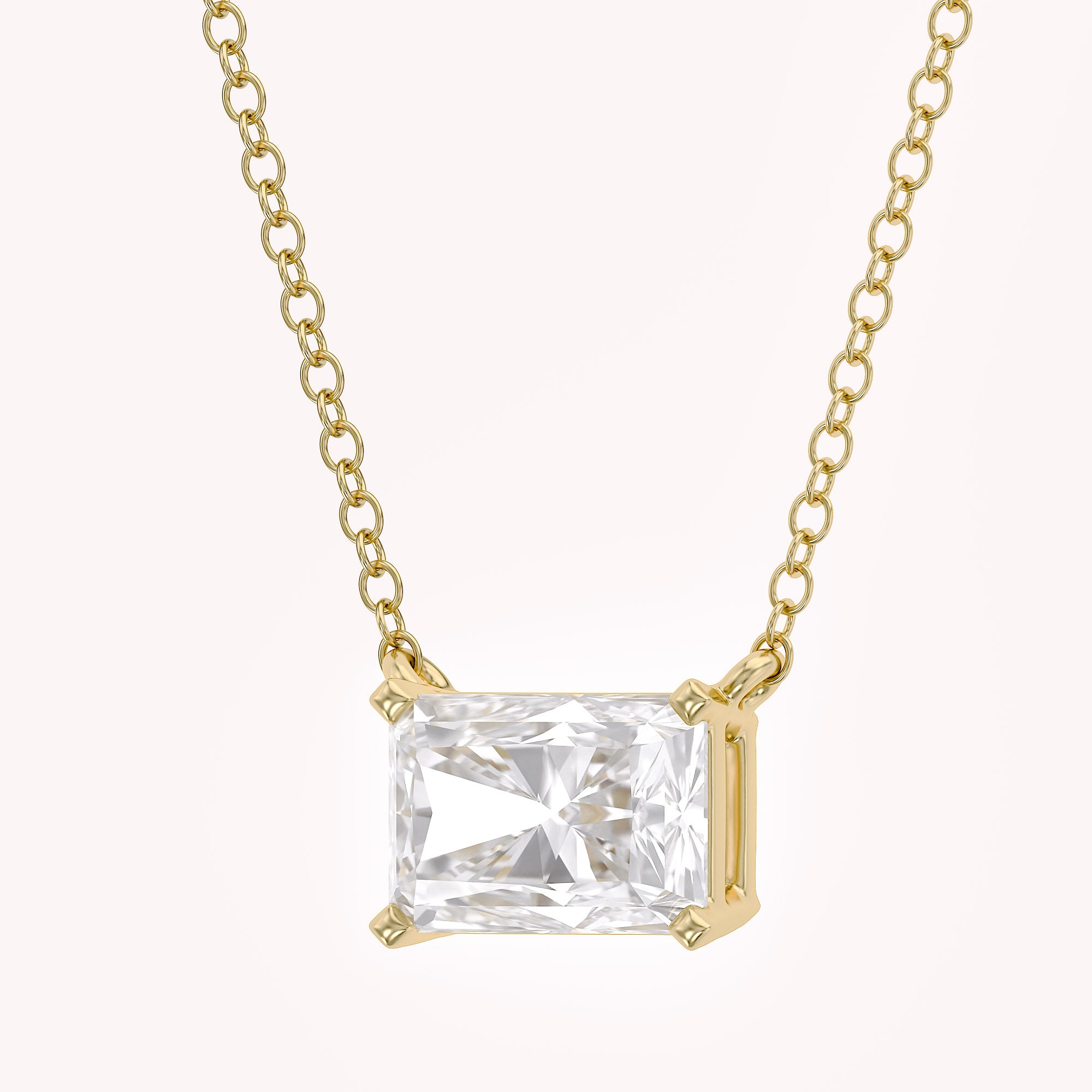 Classic Radiant Cut Lab Grown Diamond Solitaire Pendant Necklace for Women