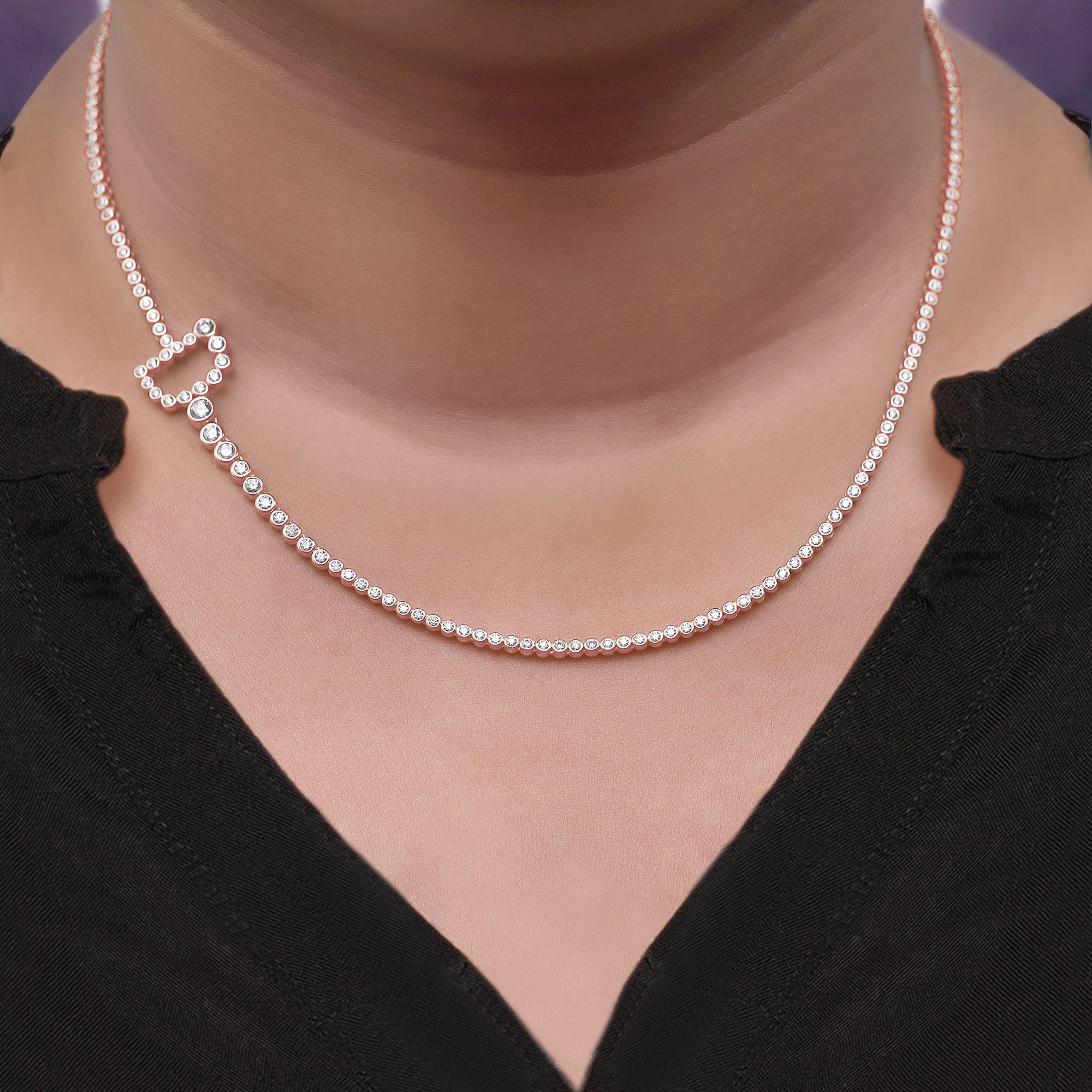 Tennis Bezel Set Initial Letter Lab Created Moissanite Necklace