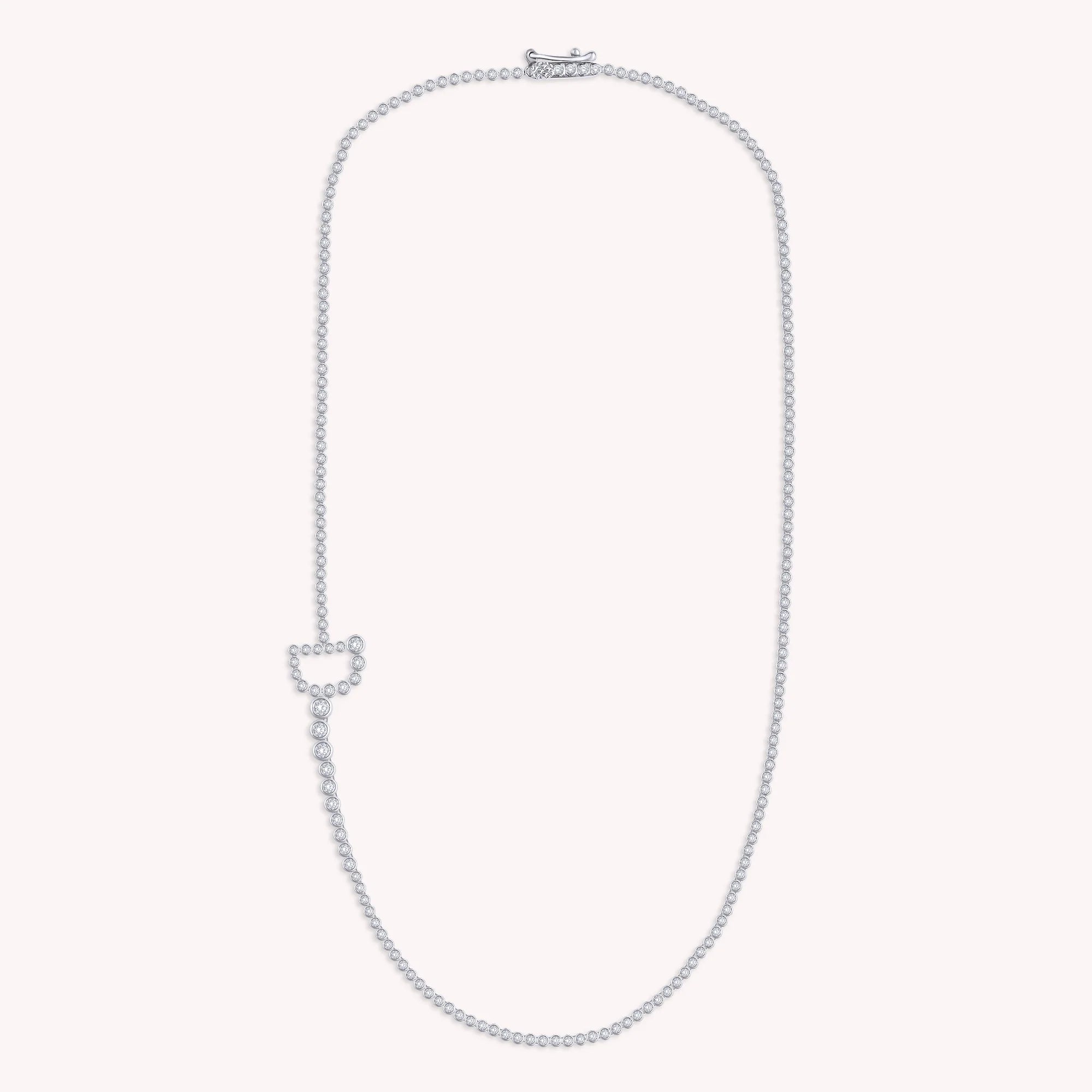 Tennis Bezel Set Initial Letter Lab Grown Diamond Necklace